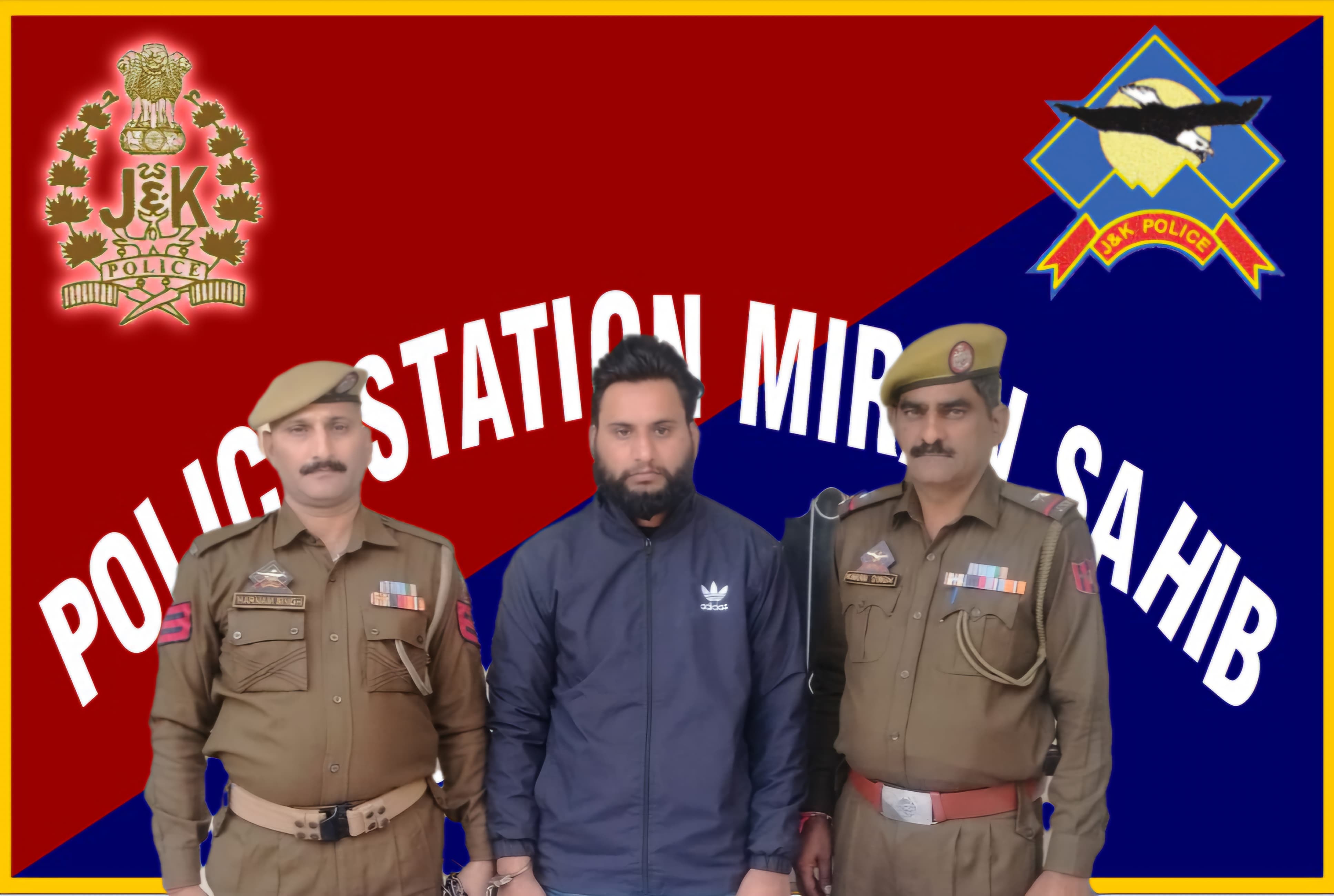 'Jammu Police apprehends criminal in Miran Sahib area,recovers desi katta and live round.'